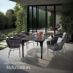 Tectake Accent Chair Valeiras - Woven Rope Design, Thick Cushions, 60 X 61 X 77Cm - Dark Grey/dark Grey - Set Of 4 - thumbnail 9