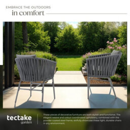 Tectake Accent Chair Valeiras - Woven Rope Design, Thick Cushions, 60 X 61 X 77Cm - Dark Grey/dark Grey - Set Of 4 - thumbnail 4