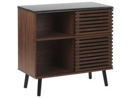 Wyld And Coco Everwood Sideboard Dark Brown Rustic Sliding Doors 80 X 40 X 80 Cm - thumbnail 3
