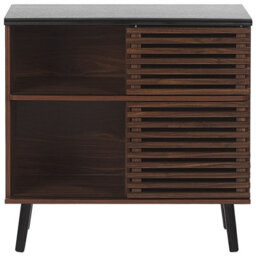 Wyld And Coco Everwood Sideboard Dark Brown Rustic Sliding Doors 80 X 40 X 80 Cm - thumbnail 1