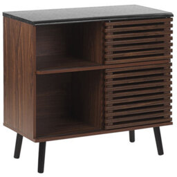 Wyld And Coco Everwood Sideboard Dark Brown Rustic Sliding Doors 80 X 40 X 80 Cm - thumbnail 5