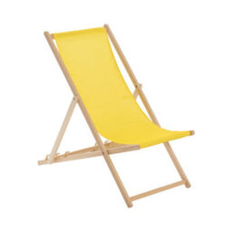 Harbour Housewares Folding Wooden Deck Chair - Yellow - thumbnail 1