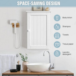 White Wall Mounted Bathroom Cabinet Single Vanity Unit - thumbnail 3