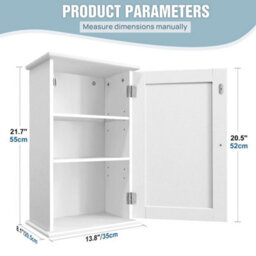 White Wall Mounted Bathroom Cabinet Single Vanity Unit - thumbnail 2