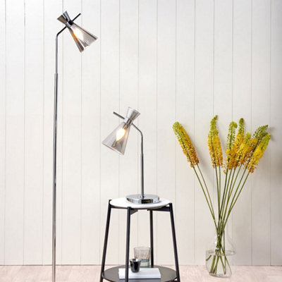 Pacific Lifestyle Monroe Smoke Waisted Glass And Silver Metal Table Lamp - image 1
