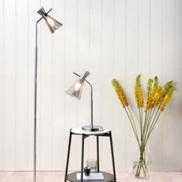 Pacific Lifestyle Monroe Smoke Waisted Glass And Silver Metal Table Lamp - thumbnail 1