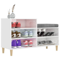 Berkfield Shoe Cabinet High Gloss White 102X36X60 Cm Engineered Wood - thumbnail 4