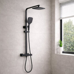 Plum&clay Complete Bathroom Suite Black Taps 500mm Grey Wall Hung Vanity Unit Bath Shower Screen Toilet Waste - thumbnail 6
