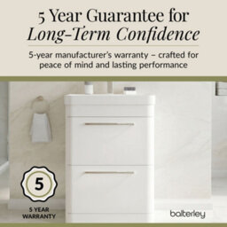 Balterley Croxden 600mm Wall Hung 2 Drawer Vanity Unit With Ceramic Basin - Pure White - thumbnail 6
