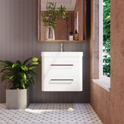 Balterley Croxden 600mm Wall Hung 2 Drawer Vanity Unit With Ceramic Basin - Pure White - thumbnail 2