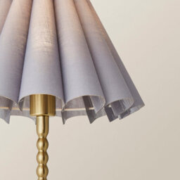 Valuelights Maeve Grey Scallop Pleated Tapered Shade Gold Bobbin Bobble Table Lamp And Bulb - thumbnail 3