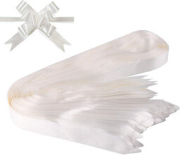 Shatchi 60Pcs White 30mm/3Cm Large Ribbon Pull Bows For Gift Wrapping, Hampers, Florist Bouquets, Wedding Cars And Party Décor Pullbow - thumbnail 5