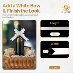 Shatchi 60Pcs White 30mm/3Cm Large Ribbon Pull Bows For Gift Wrapping, Hampers, Florist Bouquets, Wedding Cars And Party Décor Pullbow - thumbnail 2