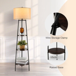 Costway Modern Floor Lamp Corner Standing Lamp Tall Bookshelf Light With 3-Tier Shelves - thumbnail 7
