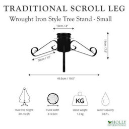 Holly International Traditional Metal Scroll Leg Christmas Tree Stand Black Small For Real Trees Up To 2M - thumbnail 5