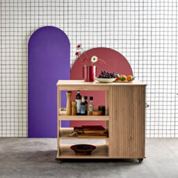 Wood Decor Kitchen Island With Wine Rack L100Cm Natural - Sweeek - thumbnail 2