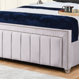 UKBEDFURNITURE Fiona Silver Plush Valvet Upholstered Bed Frame Only - Slatted Base - 48 Inch Headboard - thumbnail 3