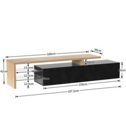 HomeTouch Modern Led Light Tv Stand Unit With Glass Shelves, Tv Console Table For Living Room - thumbnail 6
