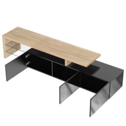 HomeTouch Modern Led Light Tv Stand Unit With Glass Shelves, Tv Console Table For Living Room - thumbnail 7