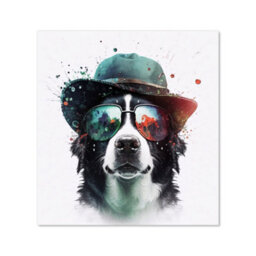 Warren Reed Designer Border Collie Dog Face Splashart Premium Glass Kitchen Splashback W600mm X H600mm - thumbnail 2