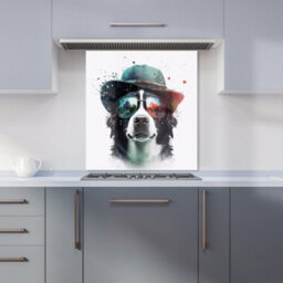 Warren Reed Designer Border Collie Dog Face Splashart Premium Glass Kitchen Splashback W600mm X H600mm - thumbnail 6