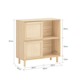 Sobuy Fsb87-N, Sideboard With 2 Sliding Doors Sideboard Storage Cabinet Cupboard, Wood Veneer,w80Xd35Xh87 - thumbnail 3