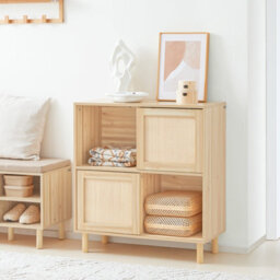 Sobuy Fsb87-N, Sideboard With 2 Sliding Doors Sideboard Storage Cabinet Cupboard, Wood Veneer,w80Xd35Xh87 - thumbnail 9
