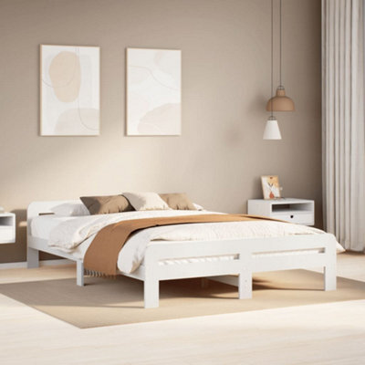 Berkfield Bed Frame Without Mattress White 140X200 Cm Solid Wood Pine - image 1