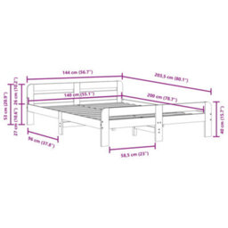 Berkfield Bed Frame Without Mattress White 140X200 Cm Solid Wood Pine - thumbnail 9