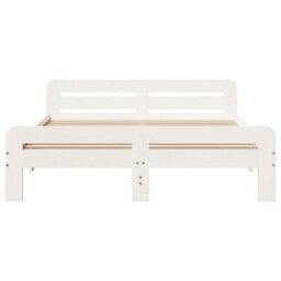 Berkfield Bed Frame Without Mattress White 140X200 Cm Solid Wood Pine - thumbnail 4