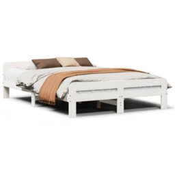 Berkfield Bed Frame Without Mattress White 140X200 Cm Solid Wood Pine - thumbnail 2