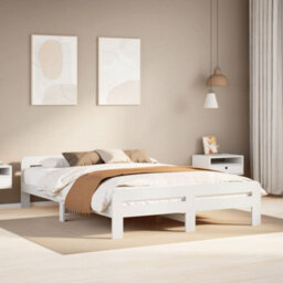 Berkfield Bed Frame Without Mattress White 140X200 Cm Solid Wood Pine - thumbnail 1
