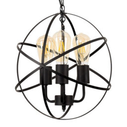 Valuelights Dalton Industrial Style Satin Black 3 Way Atom Design Ceiling Light Fitting - thumbnail 2