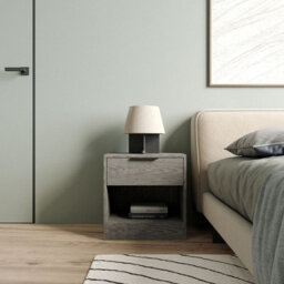 Urbn-Living Urbnliving 45Cm Width 1-Drawer Bedside Cedar Grey Table Cabinet Nightstand Storage Shelf Bedroom Furniture Unit - thumbnail 3