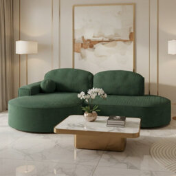 Parma Pro Ball Corner Sofa Bed With Storage Container Stripy Fabric Dark Green Left Side - thumbnail 2