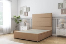 "Sloomy Texas Latte Dumfries Divan Bed Base No Drawers With 26"" Strutted Headboard 5' King" - thumbnail 1