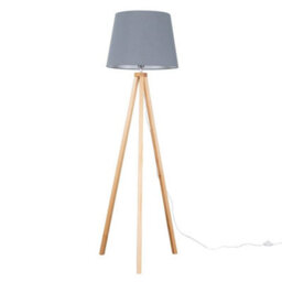 Valuelights Barbro Natural Tripod Floor Lamp With Grey Tapered Shade - thumbnail 2