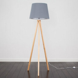 Valuelights Barbro Natural Tripod Floor Lamp With Grey Tapered Shade - thumbnail 4