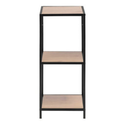Wyld Haus El Paso Small Narrow Bookcase Matte Black Frame With Wild Oak Veneer Shelves - thumbnail 4