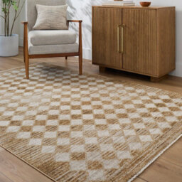 Livabliss Galey Alix Myrtle Avenue-Geometric Brown Cream Taupe Diamond Pattern Fringe Living Dining Bedroom Rug 160 X 230 Cm Easy Care - thumbnail 2