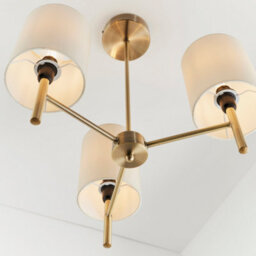 Anson Lighting Phoenix 3Lt Semi Flush Light Finished In Antique Brass Plate And Cream Fabric - thumbnail 3