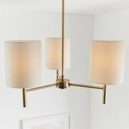 Anson Lighting Phoenix 3Lt Semi Flush Light Finished In Antique Brass Plate And Cream Fabric - thumbnail 4