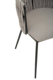 Orsina Grey Dining Chair With Woven Back, Classic Dining Room Chair With Braided Pattern, Fabric Dining Chair - thumbnail 6