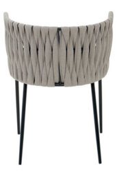 Orsina Grey Dining Chair With Woven Back, Classic Dining Room Chair With Braided Pattern, Fabric Dining Chair - thumbnail 3