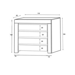 Furneo Modern White 4 Drawer Chest Of Drawers Cabinet Storage Matt & High Gloss Clifton 17 - thumbnail 4
