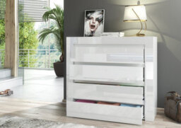 Furneo Modern White 4 Drawer Chest Of Drawers Cabinet Storage Matt & High Gloss Clifton 17 - thumbnail 3