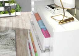 Furneo Modern White 4 Drawer Chest Of Drawers Cabinet Storage Matt & High Gloss Clifton 17 - thumbnail 2