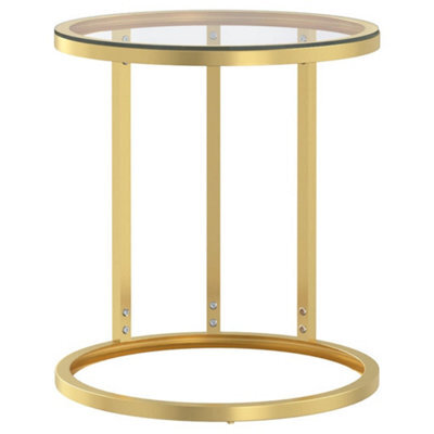 Berkfield Modern Side Table Gold And Transparent 45 Cm Tempered Glass - image 1
