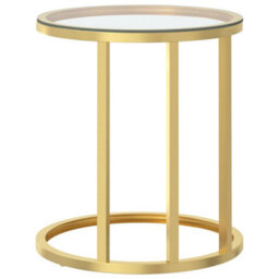 Berkfield Modern Side Table Gold And Transparent 45 Cm Tempered Glass - thumbnail 4