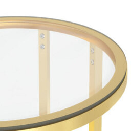 Berkfield Modern Side Table Gold And Transparent 45 Cm Tempered Glass - thumbnail 5